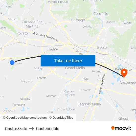 Castrezzato to Castenedolo map