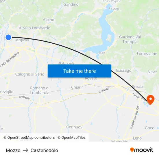 Mozzo to Castenedolo map