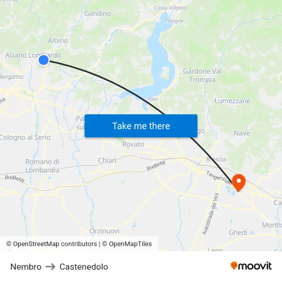 Nembro to Castenedolo map
