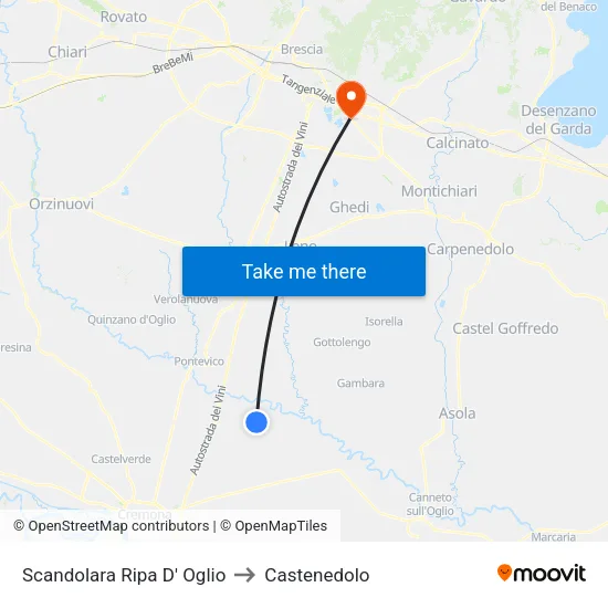 Scandolara Ripa D' Oglio to Castenedolo map