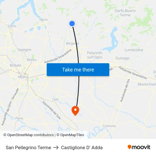 San Pellegrino Terme to Castiglione D' Adda map