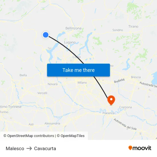 Malesco to Cavacurta map