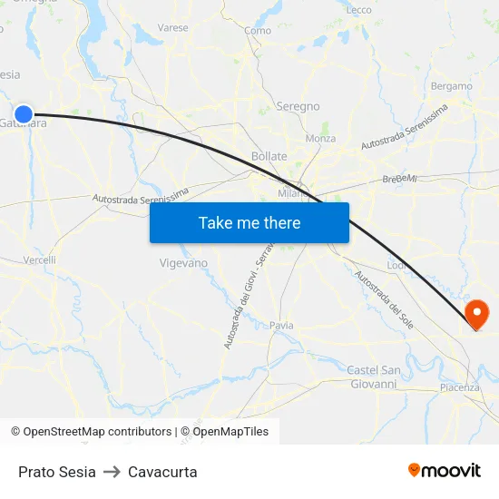 Prato Sesia to Cavacurta map