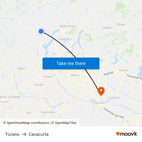 Toceno to Cavacurta map