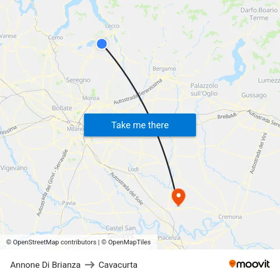 Annone Di Brianza to Cavacurta map