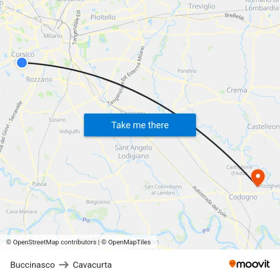 Buccinasco to Cavacurta map