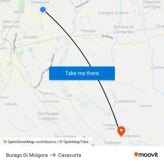 Burago Di Molgora to Cavacurta map