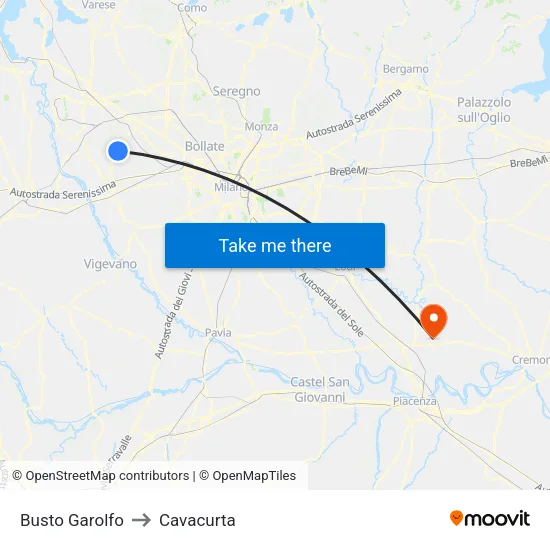 Busto Garolfo to Cavacurta map