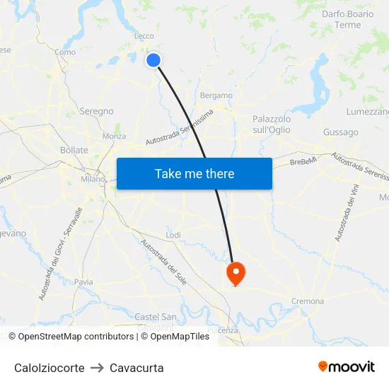 Calolziocorte to Cavacurta map