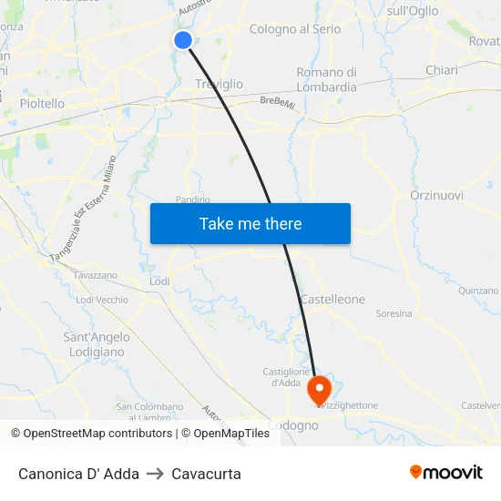 Canonica D' Adda to Cavacurta map