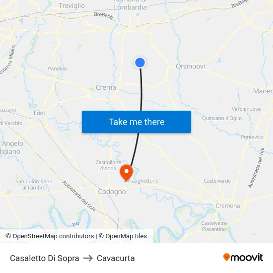 Casaletto Di Sopra to Cavacurta map
