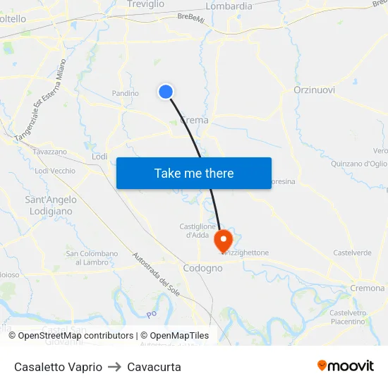 Casaletto Vaprio to Cavacurta map