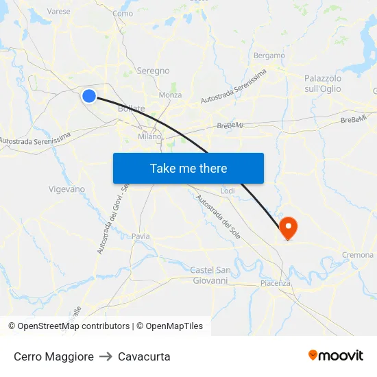 Cerro Maggiore to Cavacurta map