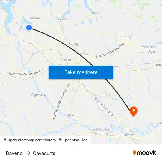 Daverio to Cavacurta map