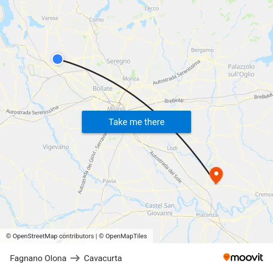 Fagnano Olona to Cavacurta map