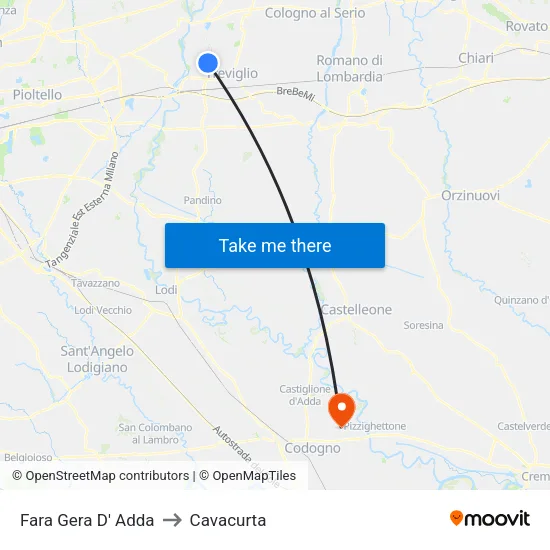 Fara Gera D' Adda to Cavacurta map