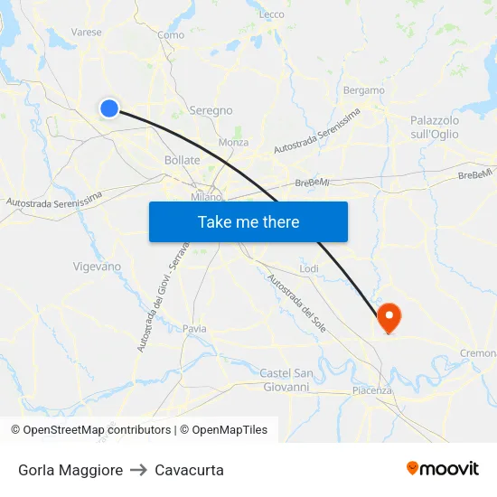 Gorla Maggiore to Cavacurta map