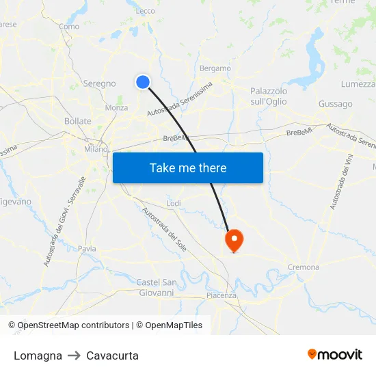 Lomagna to Cavacurta map