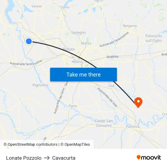Lonate Pozzolo to Cavacurta map