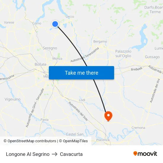 Longone Al Segrino to Cavacurta map