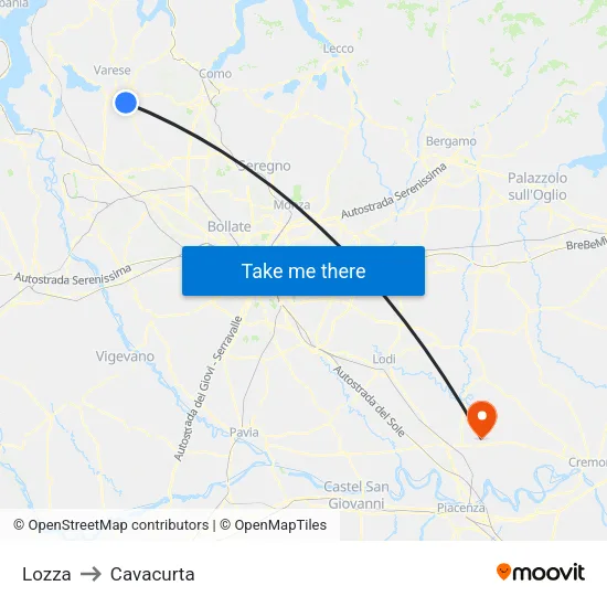 Lozza to Cavacurta map