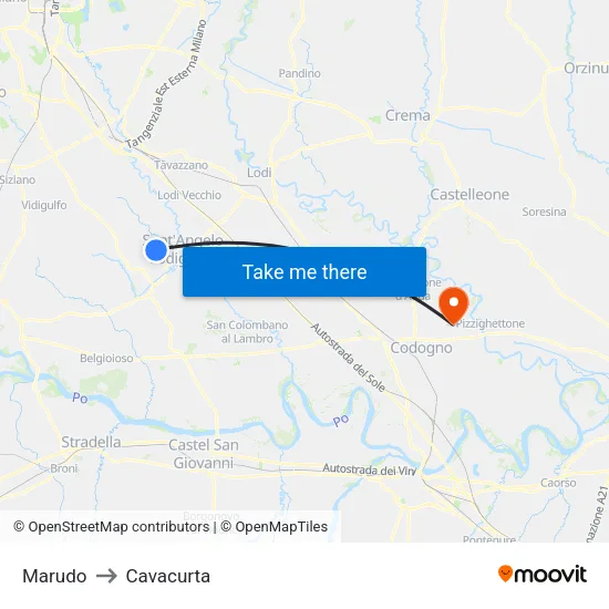 Marudo to Cavacurta map