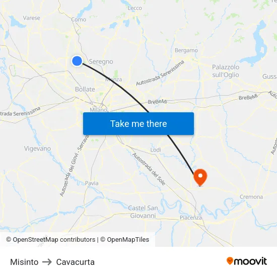 Misinto to Cavacurta map