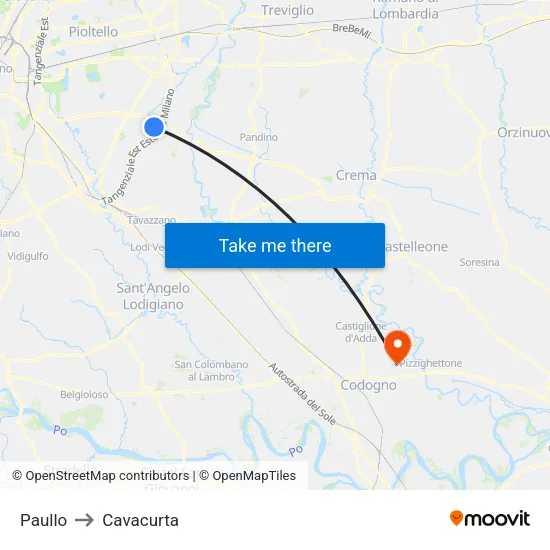 Paullo to Cavacurta map