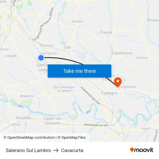 Salerano Sul Lambro to Cavacurta map