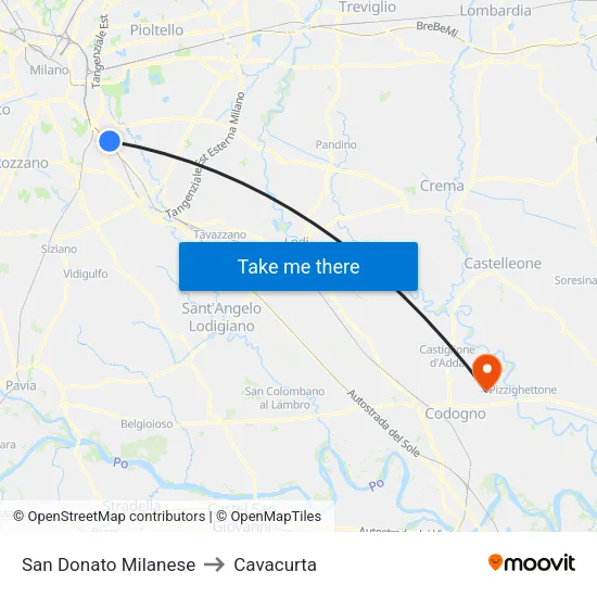 San Donato Milanese to Cavacurta map