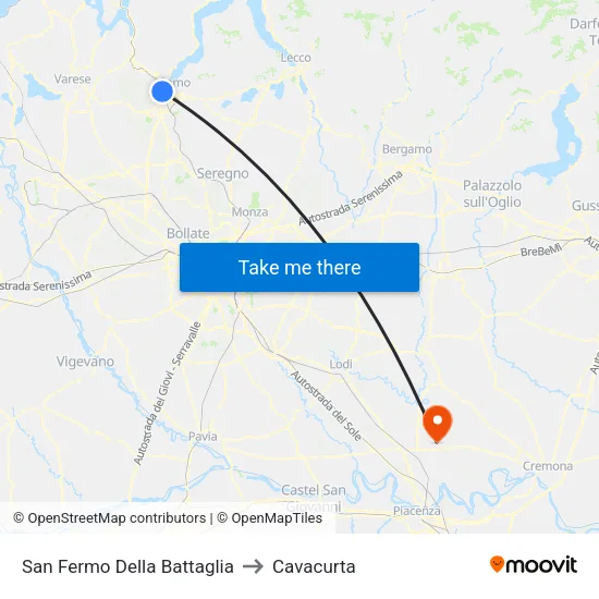 San Fermo Della Battaglia to Cavacurta map
