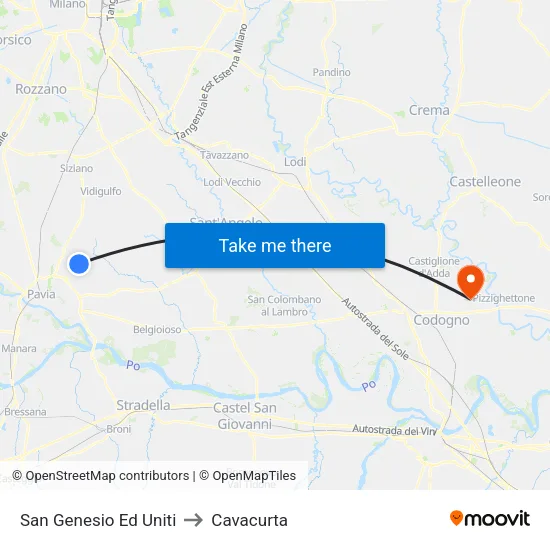 San Genesio Ed Uniti to Cavacurta map