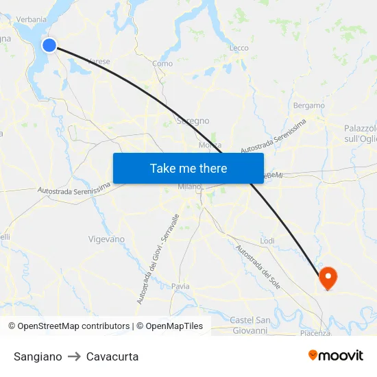 Sangiano to Cavacurta map