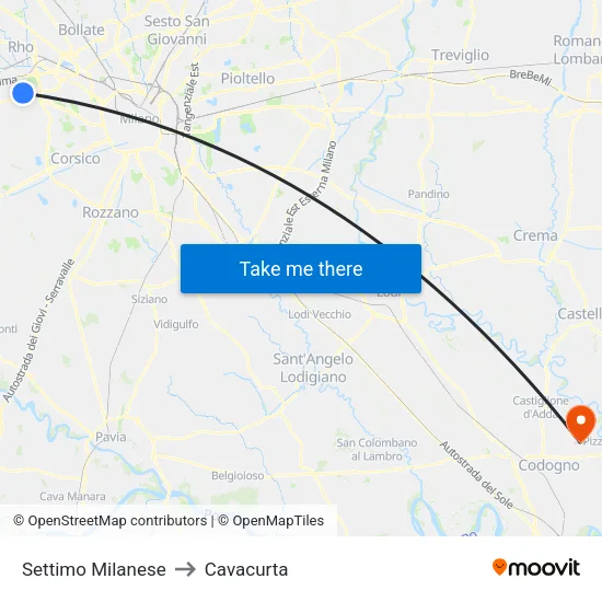 Settimo Milanese to Cavacurta map