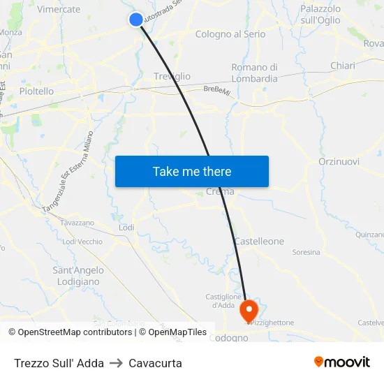 Trezzo Sull' Adda to Cavacurta map