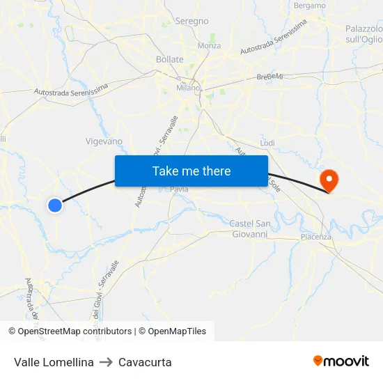 Valle Lomellina to Cavacurta map