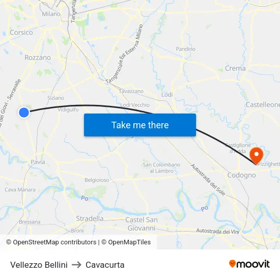 Vellezzo Bellini to Cavacurta map