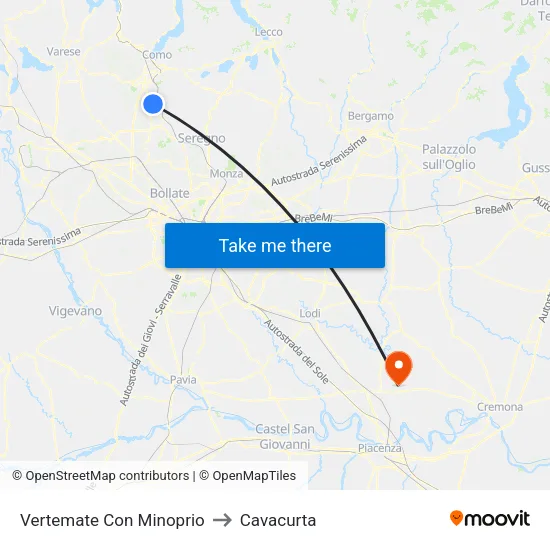 Vertemate Con Minoprio to Cavacurta map