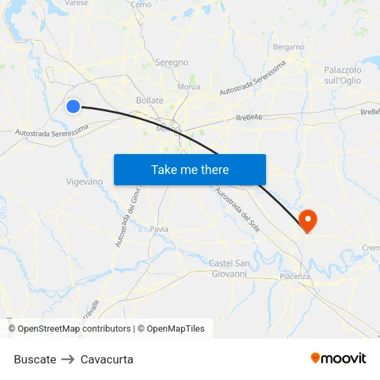 Buscate to Cavacurta map
