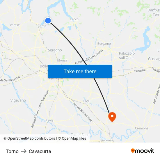 Torno to Cavacurta map