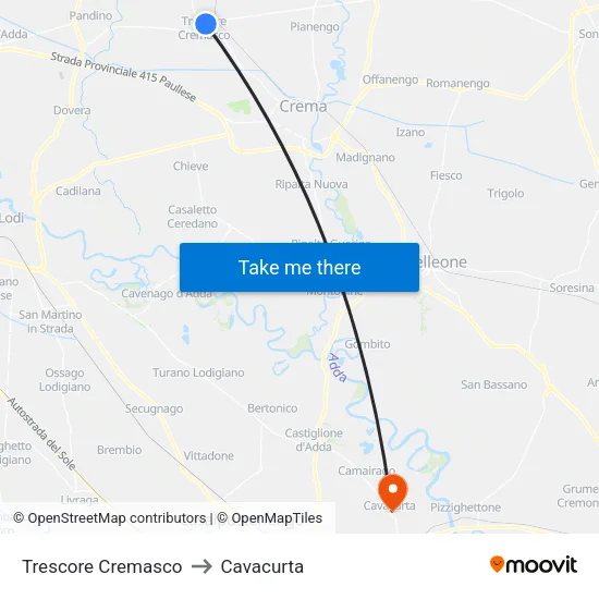Trescore Cremasco to Cavacurta map