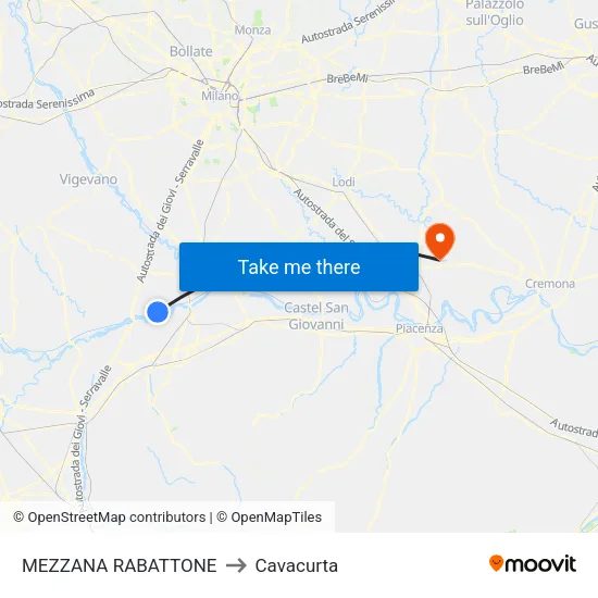 MEZZANA RABATTONE to Cavacurta map