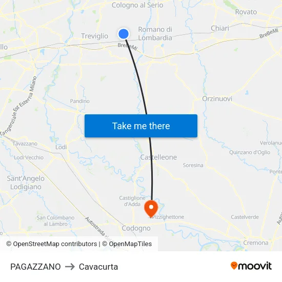 PAGAZZANO to Cavacurta map