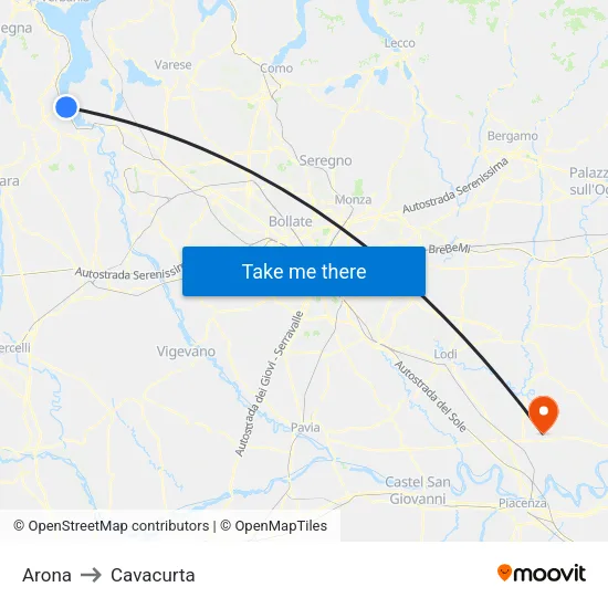 Arona to Cavacurta map