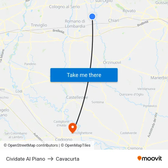 Cividate Al Piano to Cavacurta map