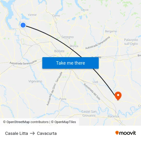 Casale Litta to Cavacurta map