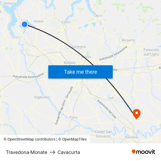 Travedona-Monate to Cavacurta map