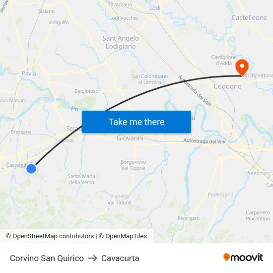 Corvino San Quirico to Cavacurta map