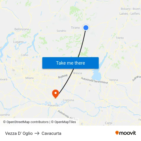 Vezza D' Oglio to Cavacurta map
