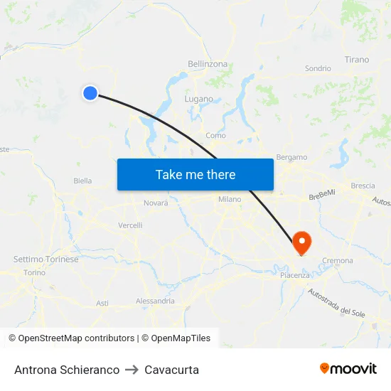 Antrona Schieranco to Cavacurta map